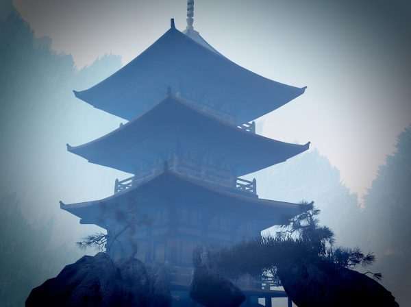 Zen buddhist temple in the mountains