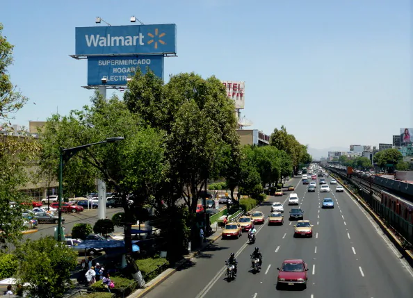 View of a facade of Walmart supermarket in Mexico City, on April 26, 2012. (Yuri Cortez/AFP/GettyImages)