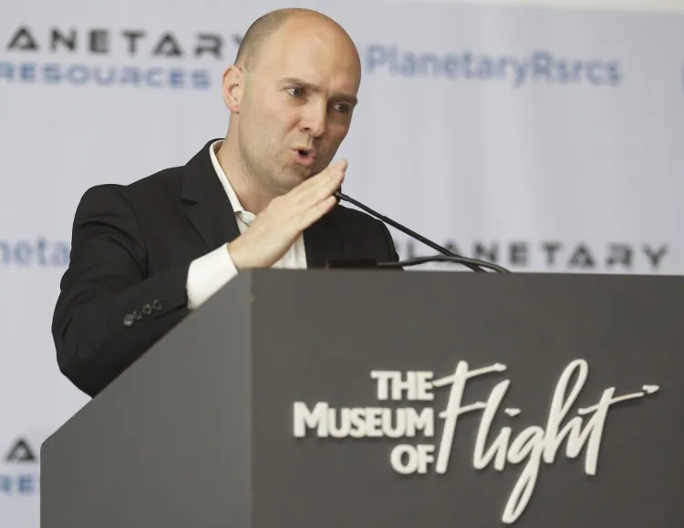 Planetary Resources, Inc., Co-Founder and Co-Chairman Eric Anderson speaks during a press conference announcing plans to mine asteroids. (Stephen Brashear/Getty Images)