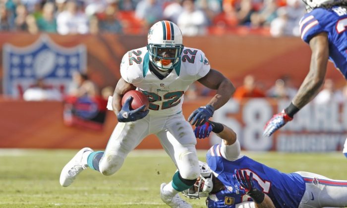 Reggie Bush #22 of the Miami Dolphins runs with the ball against the Buffalo Bills on Dec. 23, 2012. (Joel Auerbach/Getty Images)