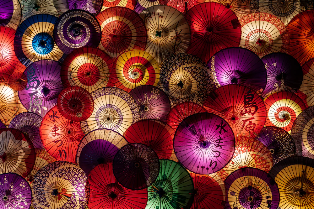 Japanese umbrellas at the Shimabara water festival. (Ko Inada/Shutterstock)