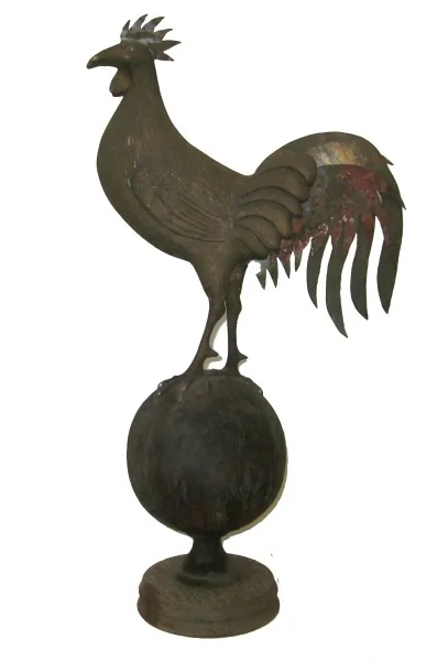 A signed carved wood rooster from the American folk art collection of Judith & James Milne. Courtesy of Judith & James Milne
