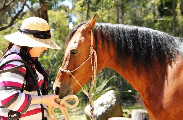 A lady shares a special moment with a majestic creature. (Michelle Rookley)