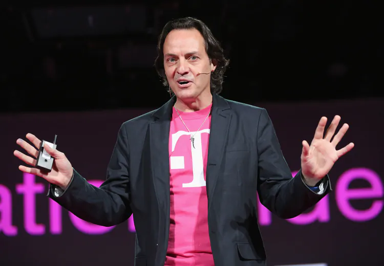 John Legere, president and CEO of T-Mobile USA, speaks about new no-contract contract pricing at a T-Mobile event in New York City, March 26. (John Moore/Getty Images)
