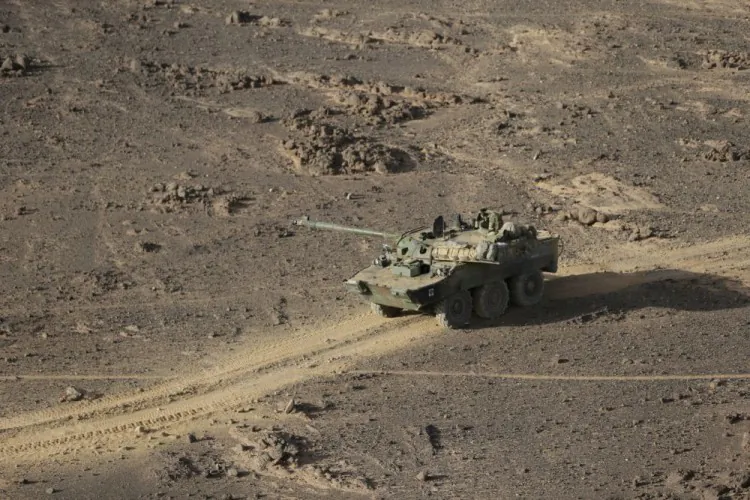 A French AMX-10RC wheeled reconnaissance vehicle patrols on March 17, 2013 in the Adrar of the Ifoghas mountain range in northern Mali. (Kenzo Tribouillard/AFP/Getty Images)