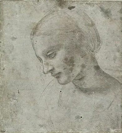 A metalpoint drawing by Leonardo da Vinci believed to have been referenced in the creation of “Madonna Litta.” 7 inches by 6.6 inches. (Public Domain)