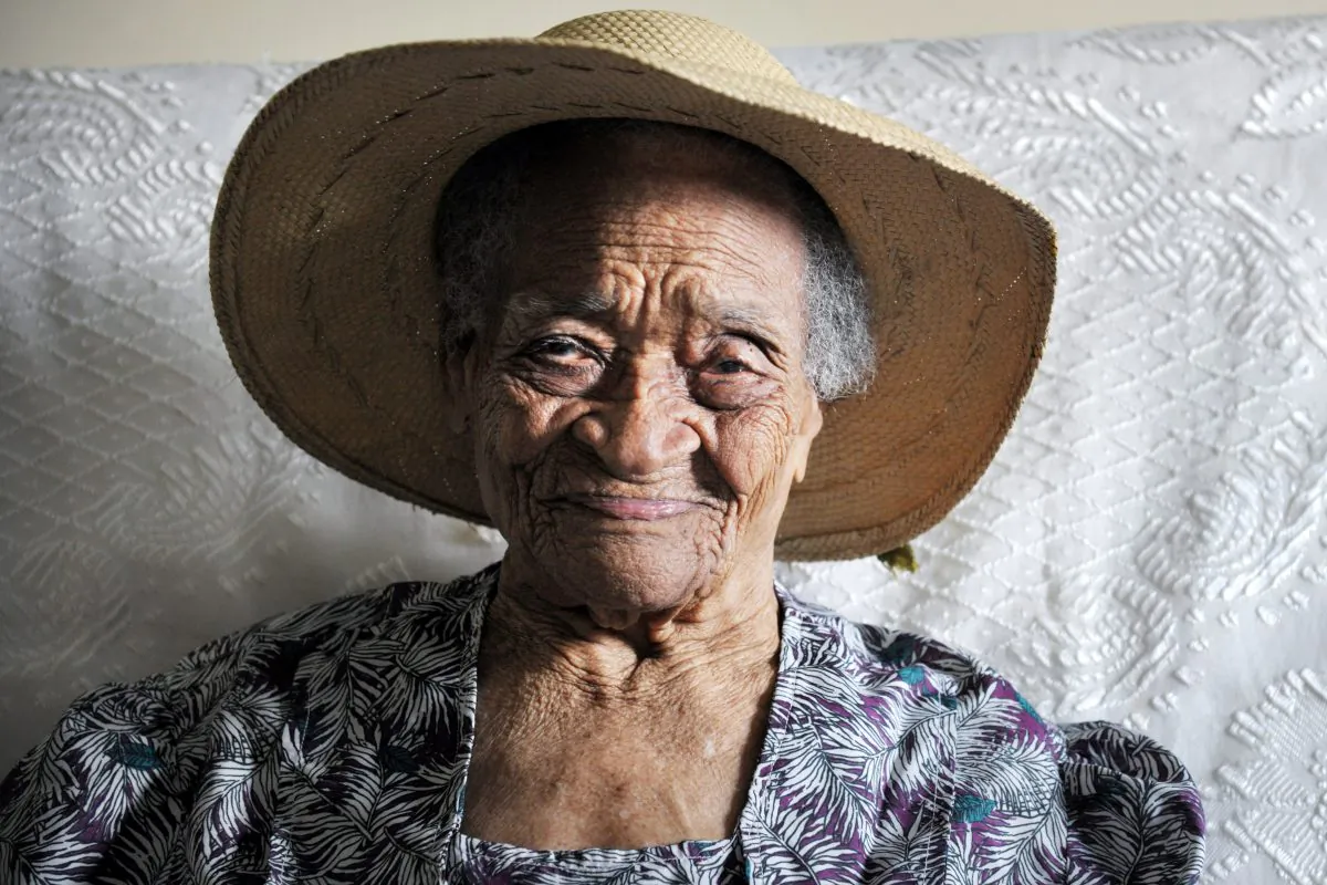 Irenise Moulonguet, age 111 and born as Lermain, poses on October 19 2012 in Morne Rouge, in the French overseas island of Martinique. (Jean-Michel Andre/AFP/Getty Images)