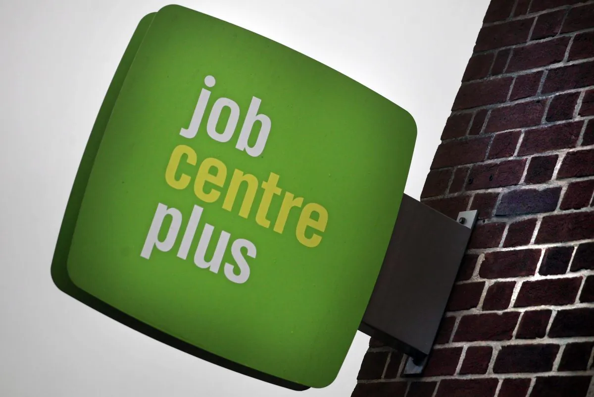 The Job Centre Plus logo is seen displayed outside the employment office in Trowbridge, England.
(Matt Cardy/Getty Images)