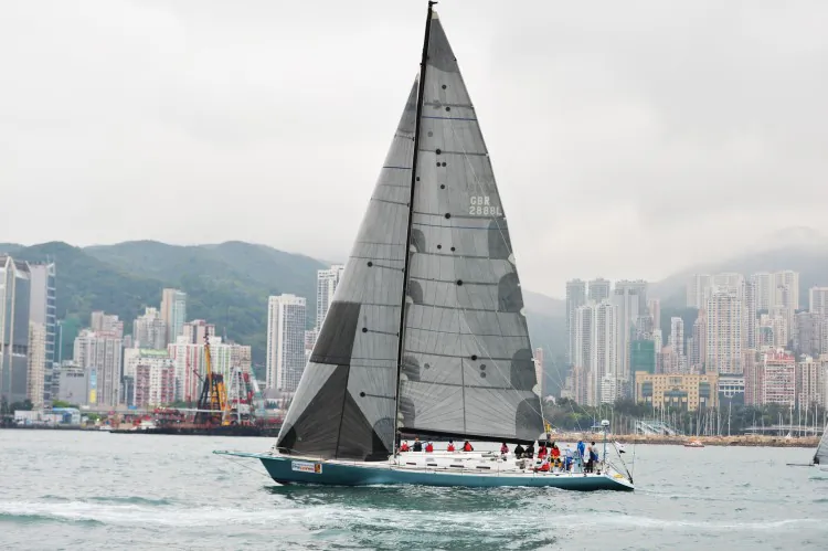 ‘Antipodes’ during the start of the 19th RHKYC San Fernando Race 2013 from Hong Kong to Philippines. (Bill Cox/The Epoch Timesf)