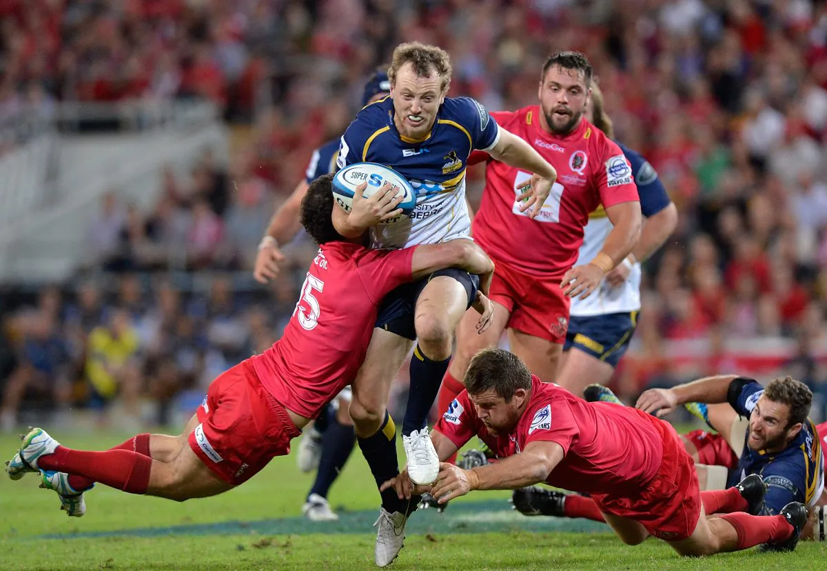 Canberra fullback Jesse Mogg is running into Wallaby contention. The Brumbies’ Moog impressed in his first match back from injury against the Reds on Saturday April 20. (Bradley Kanaris/Getty Images) 