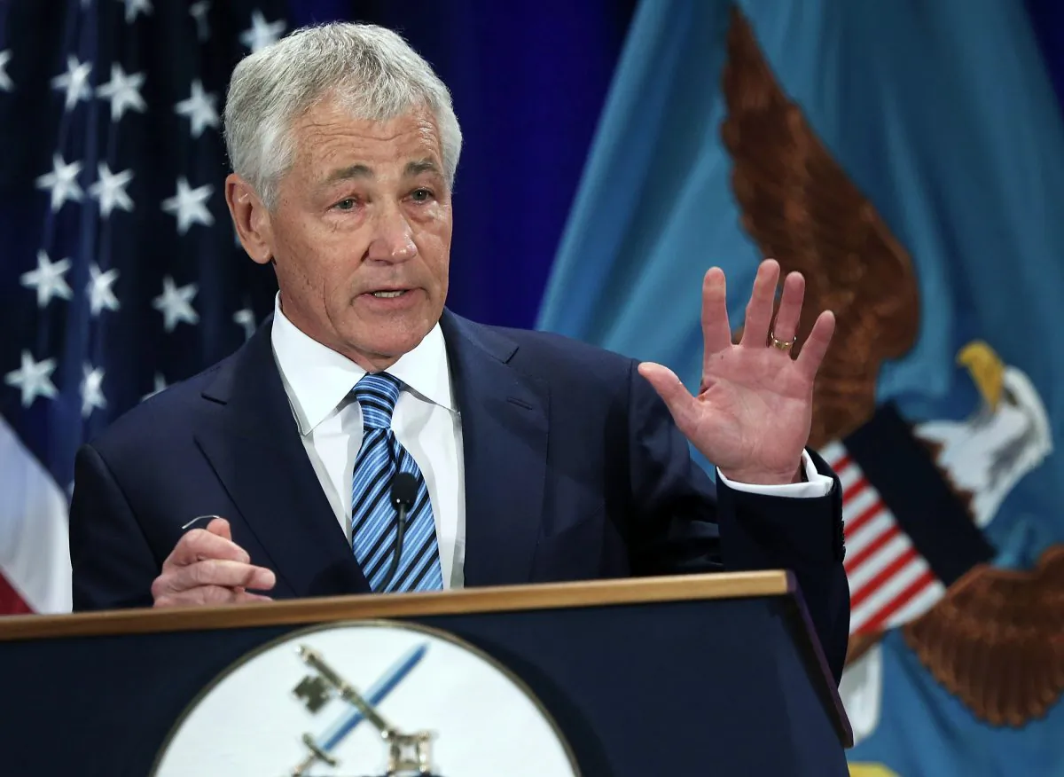 Secretary of Defense Chuck Hagel at Fort McNair on April 3. (Alex Wong/Getty Images)