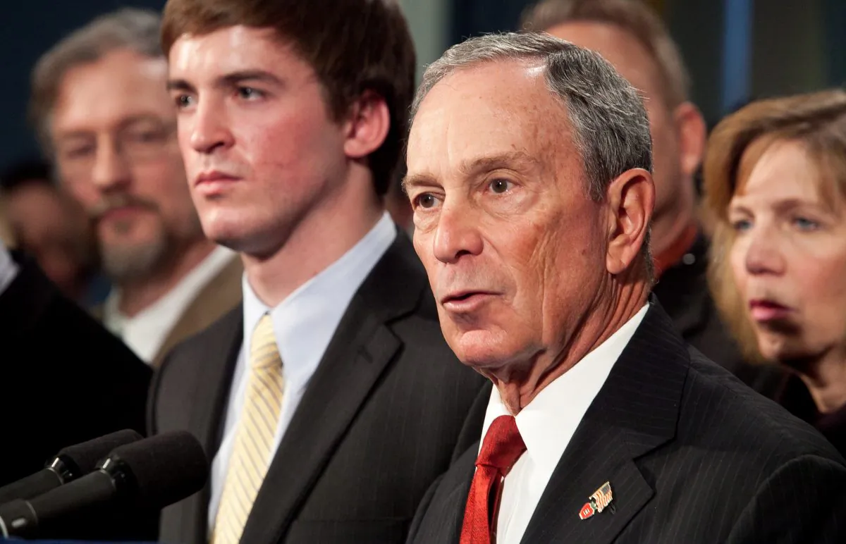 New York City Mayor Michael Bloomberg speaks at a news conference with family members of gun violence victims and survivors of gun violence to demand a plan to reduce gun violence at City Hall on Dec. 17, 2012. (Samira Bouaou/The Epoch Times) 