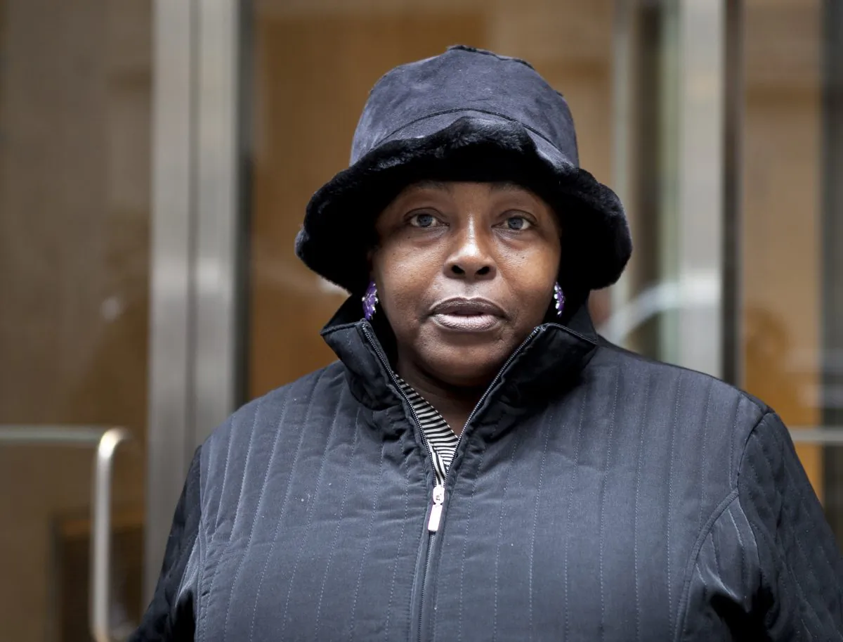 Melissa Vance at a rally organized by the York Communities for Change (NYCC) to protest an upcoming evacuation deadline, April 23. (Samira Boelous/Epoch Times)
