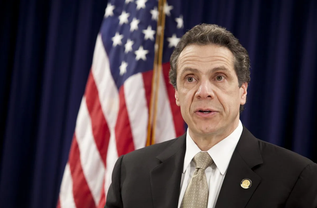 Gov. Andrew Cuomo announced help for Sandy victims credit scores on April 25, in New York. (Samira Bouaou/Epoch Times)

