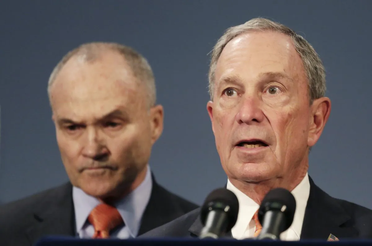 New York City Police Commissioner Raymond Kelly, left, and Mayor Michael Bloomberg hold a news conference, Thursday, April, 25, 2013 in New York. The two say the Boston Marathon bombing suspects intended to blow up their remaining explosives in Times Square. They said Dzhokhar Tsarnaev  told Boston investigators from his hospital bed that he and his brother had discussed going to New York to detonate their remaining explosives. (AP Photo/Mark Lennihan)