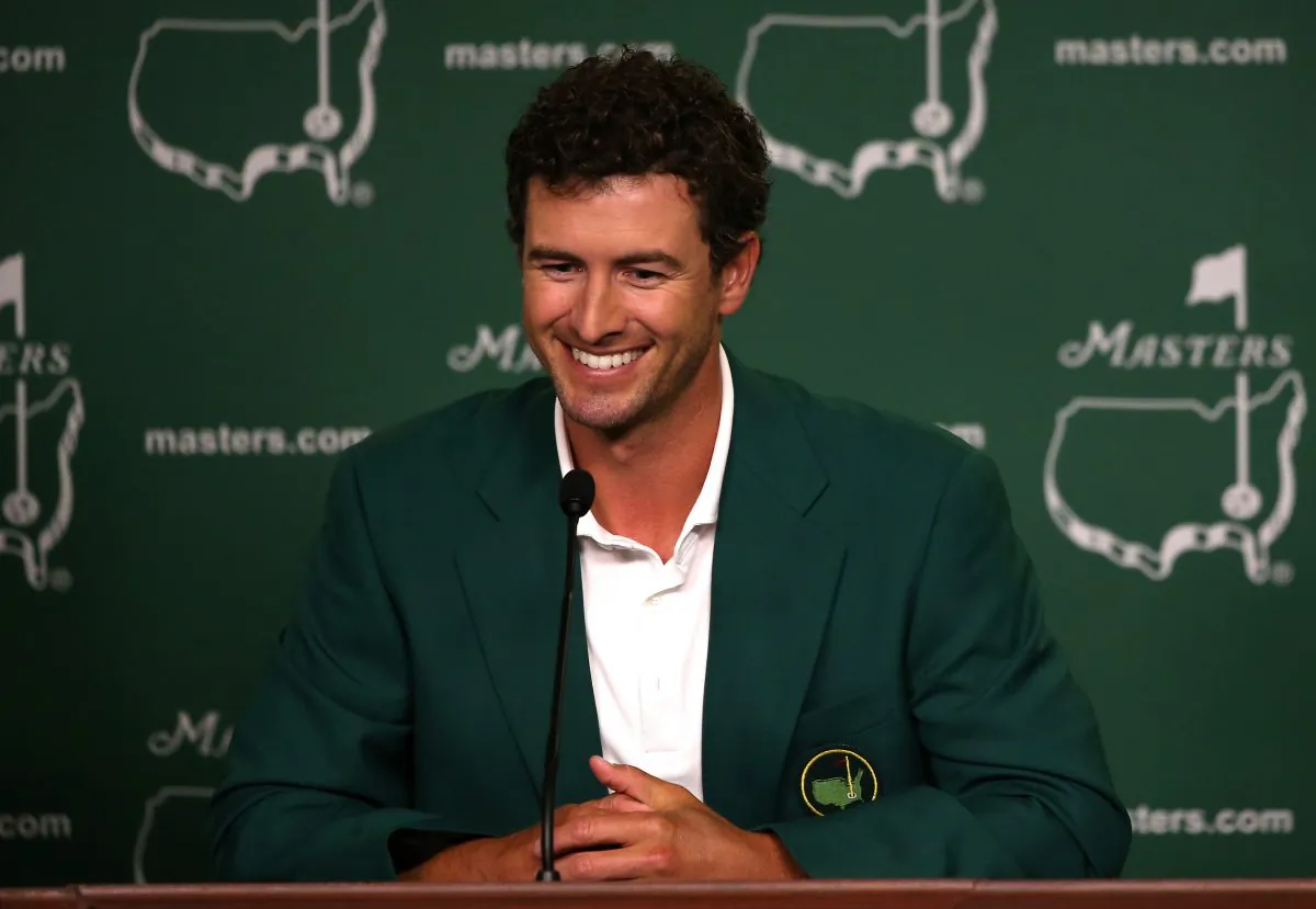 Adam Scott of Australia addresses the media as he enters the news conference after Scott won the 2013 Masters Tournament at Augusta National Golf Club on April 14, 2013, in Augusta, Ga. (Andrew Redington/Getty Images)