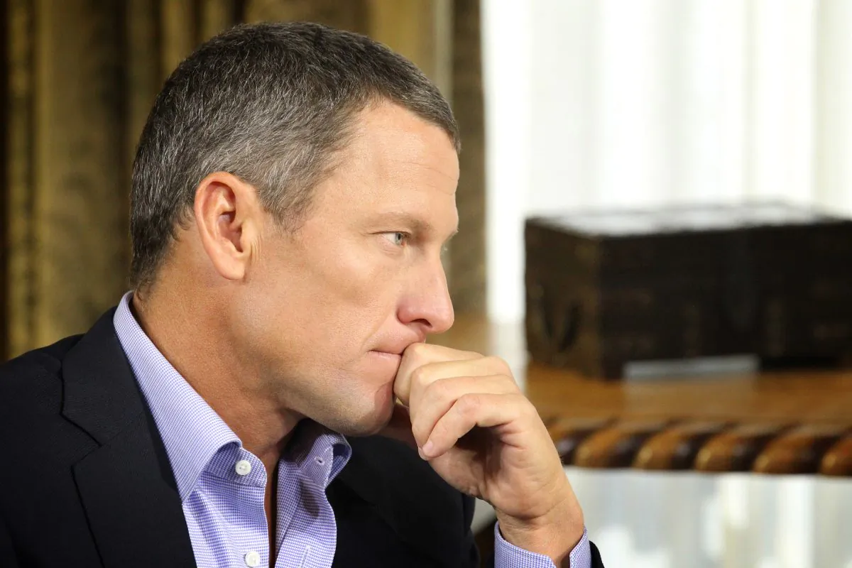 Lance Armstrong during an interview with Oprah Winfrey (not pictured) regarding the controversy surrounding his cycling career on Jan. 14, 2013 in Austin, Texas. (George Burns/Oprah Winfrey Network via Getty Images)