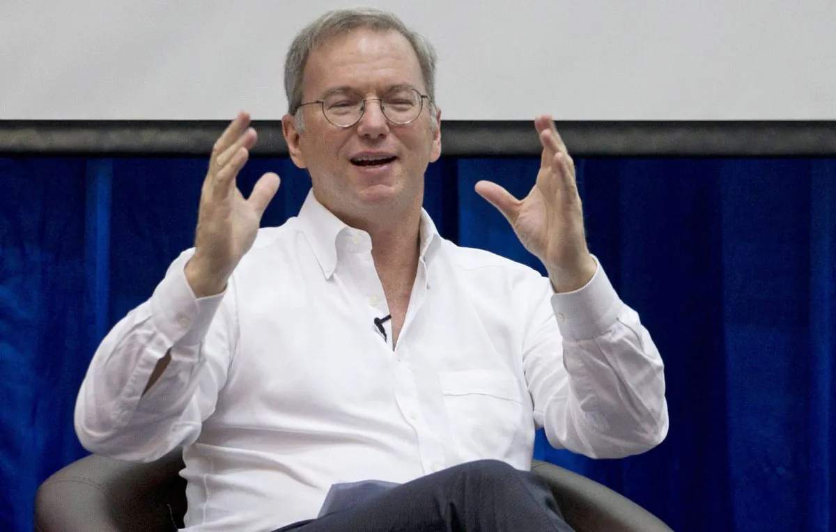 Former Google Executive Chairman Eric Schmidt and the current Chairman of NSCAI in a file photo. (AP Photo/Gemunu Amarasinghe)