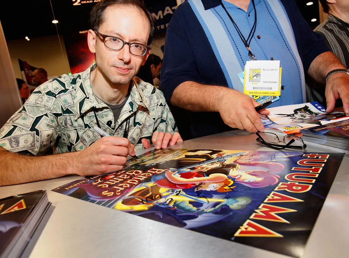 Writer David X. Cohen signs autographs at the 'Futurama' Panel during the 2008 Comic Con at the San Diego Convention Center on July 26, 2008, in San Diego, Calif. (Michael Buckner/Getty Images for Fox)