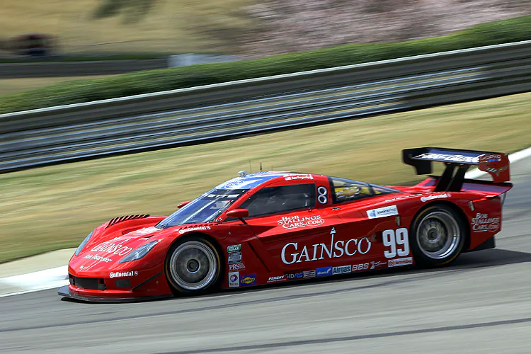 John Fogarty piloted the #99 Gainsco “Red Dragon” Riley-Corvette to a record-setting pole for the Grand Am Rolex Porsche 250 at Alabama’s Barber Motorsports Park Friday. (Chris Jasurek/The Epoch Times)