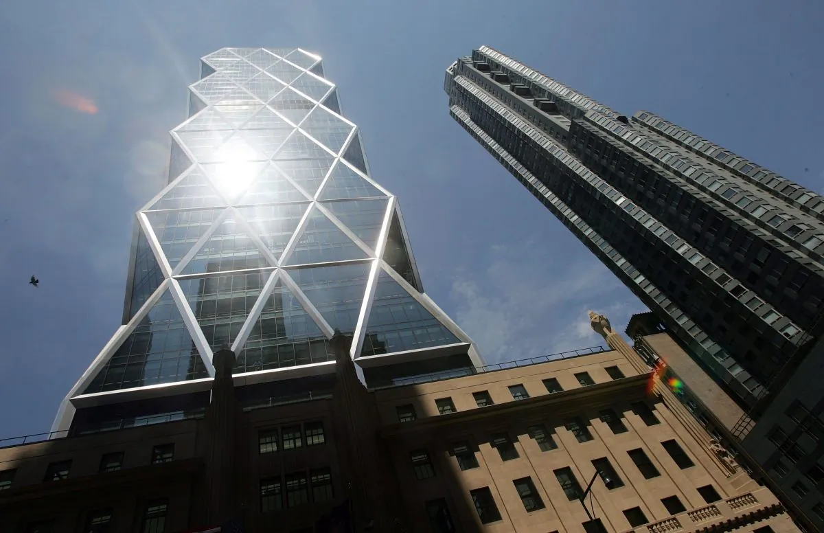 The new Hearst Tower in New York City in 2006. Hearst Corporation is defending itself in a Connecticut U.S. District Court against an allegation of defamation for its refusal to delete published articles about an arrest that has been cleared under the state's erasure statutes. (Photo by Mario Tama/Getty Images) 