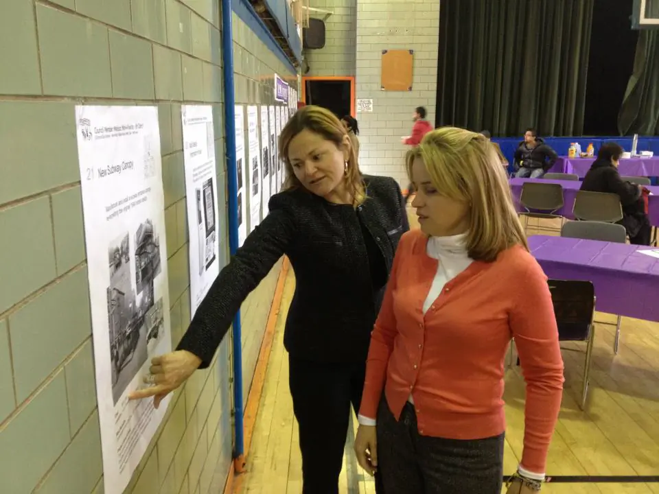 New York City Council member Melissa Mark-Viverito speaks with San Juan, Puerto Rico Mayor Carmen Yulin Soto the week before participatory budgeting results were announced. Soto will take the process to her city this year. (Courtesy of Melissa Mark-Viverito's office)