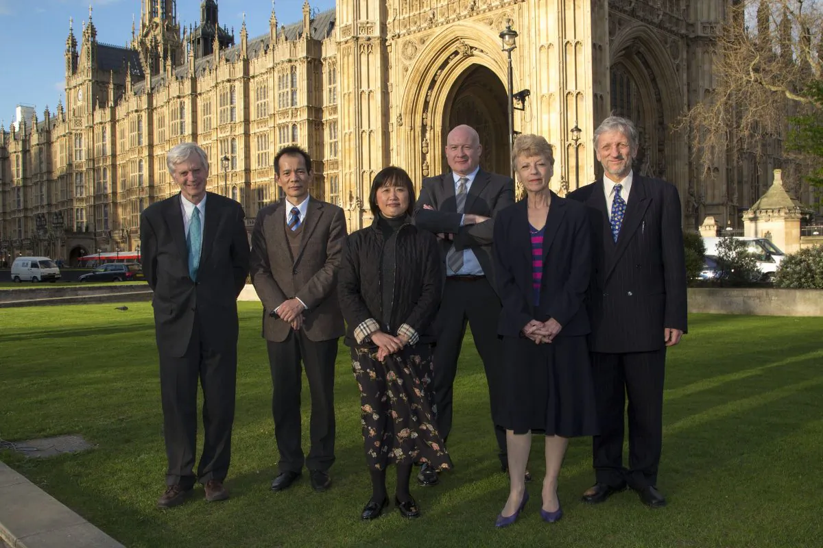 (L-R) David Kilgour, Huige Li, Annie Yang, Ethan Gutmann, Councillor Ingrid Cranfield, and Zek Halu, who all spoke in Parliament on organ harvesting in China on Monday, April 29, 2013. (Simon Gross/Epoch Times)