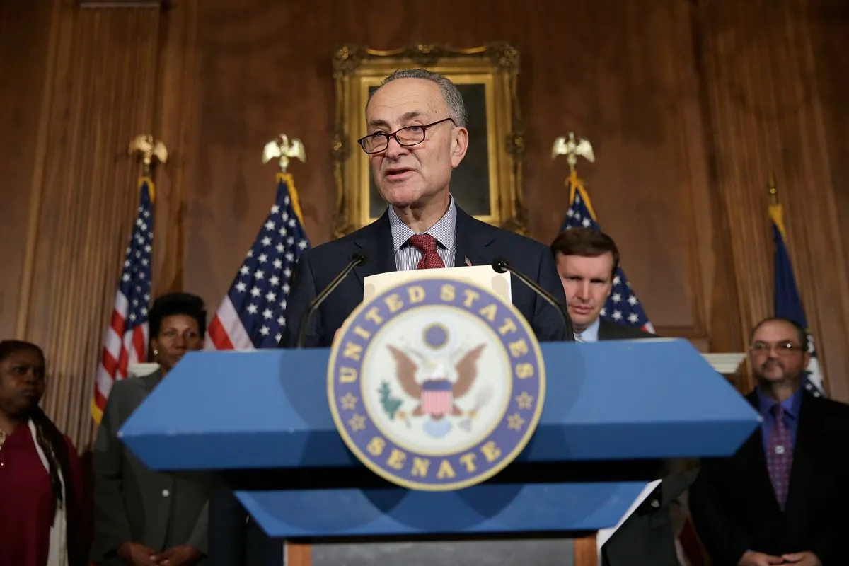 United States Senator Charles Schumer speaks at a pres conference in Washington, DC on April 11, 2013. (Win McNamee/Getty Images)