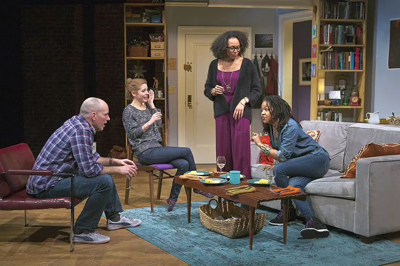 (L-R) Kelly AuCoin, Kerry Butler, Eisa Davis, and Crystal A. Dickinson appear as friends in Tanya Barfield’s new play “The Call.” (Jeremy Daniel)
