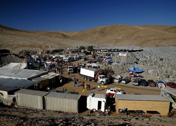 This file photo shows the San Esteban company's San Jose gold and copper mine in Copiapo, 800 km north of Santiago, Chile. The total cost of gold extraction has risen, and serves as a lower limit to the gold price, in the opinion of some analysts. (Ariel Marinkovic/AFP/Getty Images)