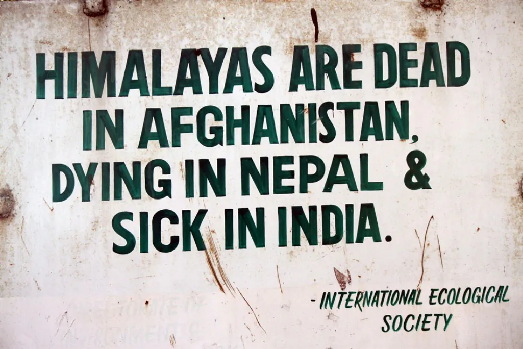 A sign-board at the Surinsar lake in Jammu Himalayan region of India. (Venus Upadhayaya/Epoch Times)
