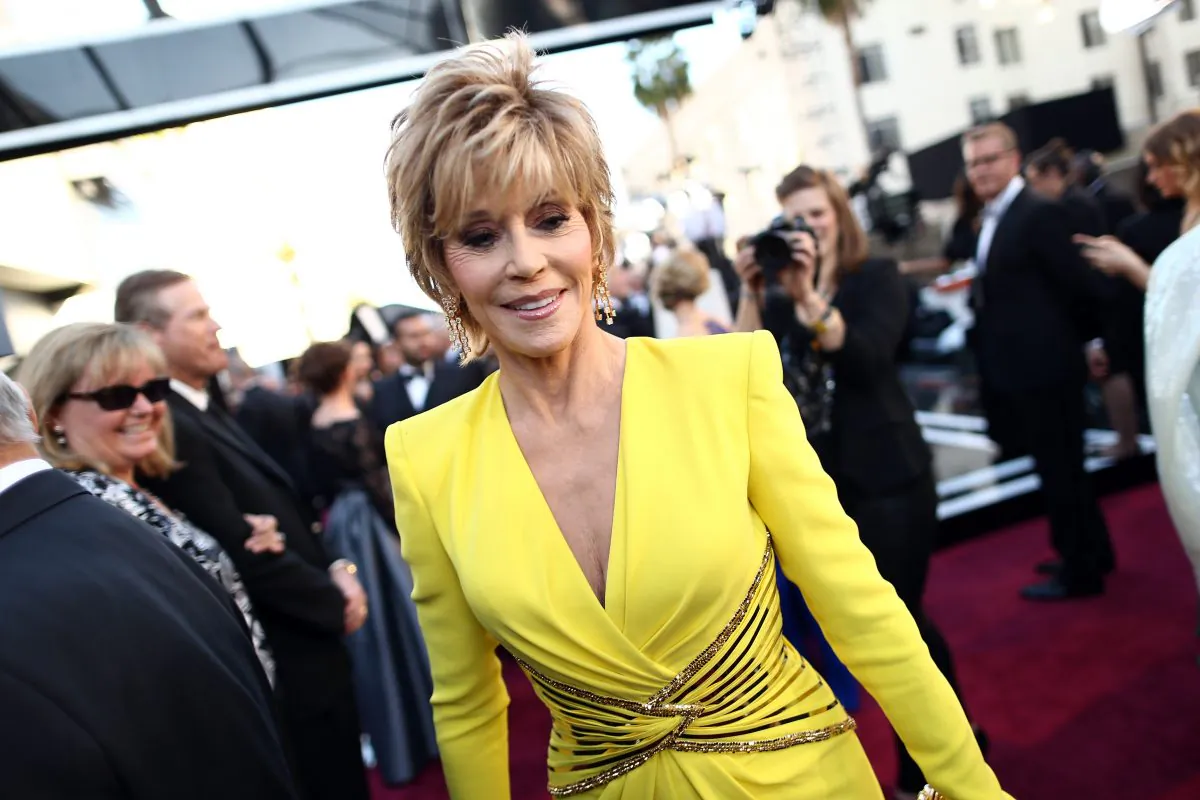 Jane Fonda arrives at the Oscars held at Hollywood & Highland Center on February 24. Her footprints and handprints will be placed next to her fathers in Hollywood. (Christopher Polk/Getty Images)