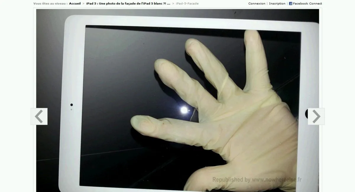 A screenshot of Nowhereelse.fr shows the purported iPad panel. (Via The Epoch Times)