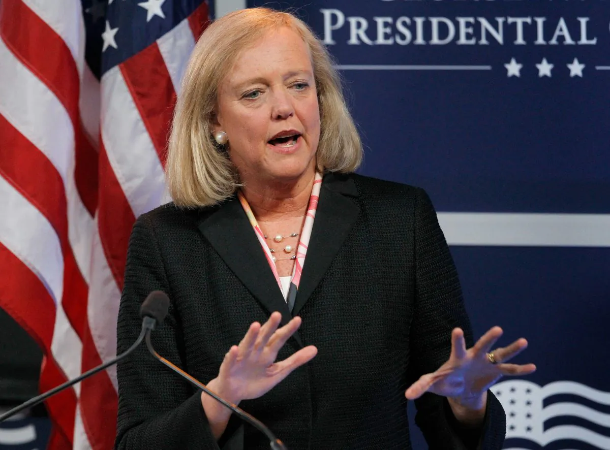 Meg Whitman, former president and CEO of eBay, gives the closing remarks at The 4% Project Conference on April 12, 2011. (Tom Pennington/Getty Images)
