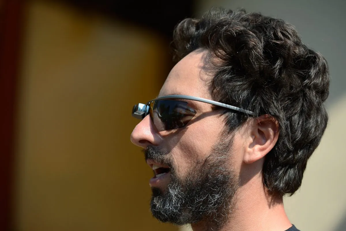 Google co-founder Sergey Brin (L) wears Project Glass prototype glasses at Allen & Company's Sun Valley Conference on July 12, 2012 in Sun Valley, Idaho. (Kevork Djansezian/Getty Images)
