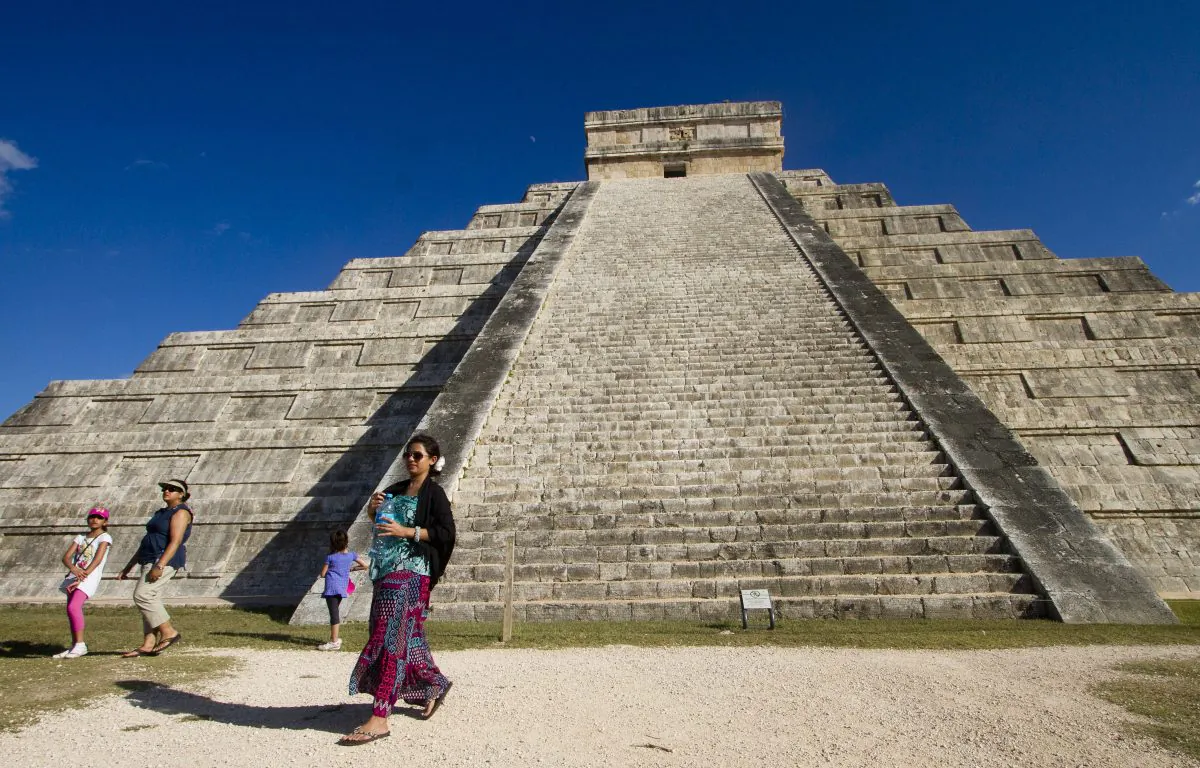 Tourists are seen at Chichen Itza archaeological park, in Yucatan state, Mexico, on Dec. 20, 2012. (Pedro Pardo/AFP/Getty Images)
