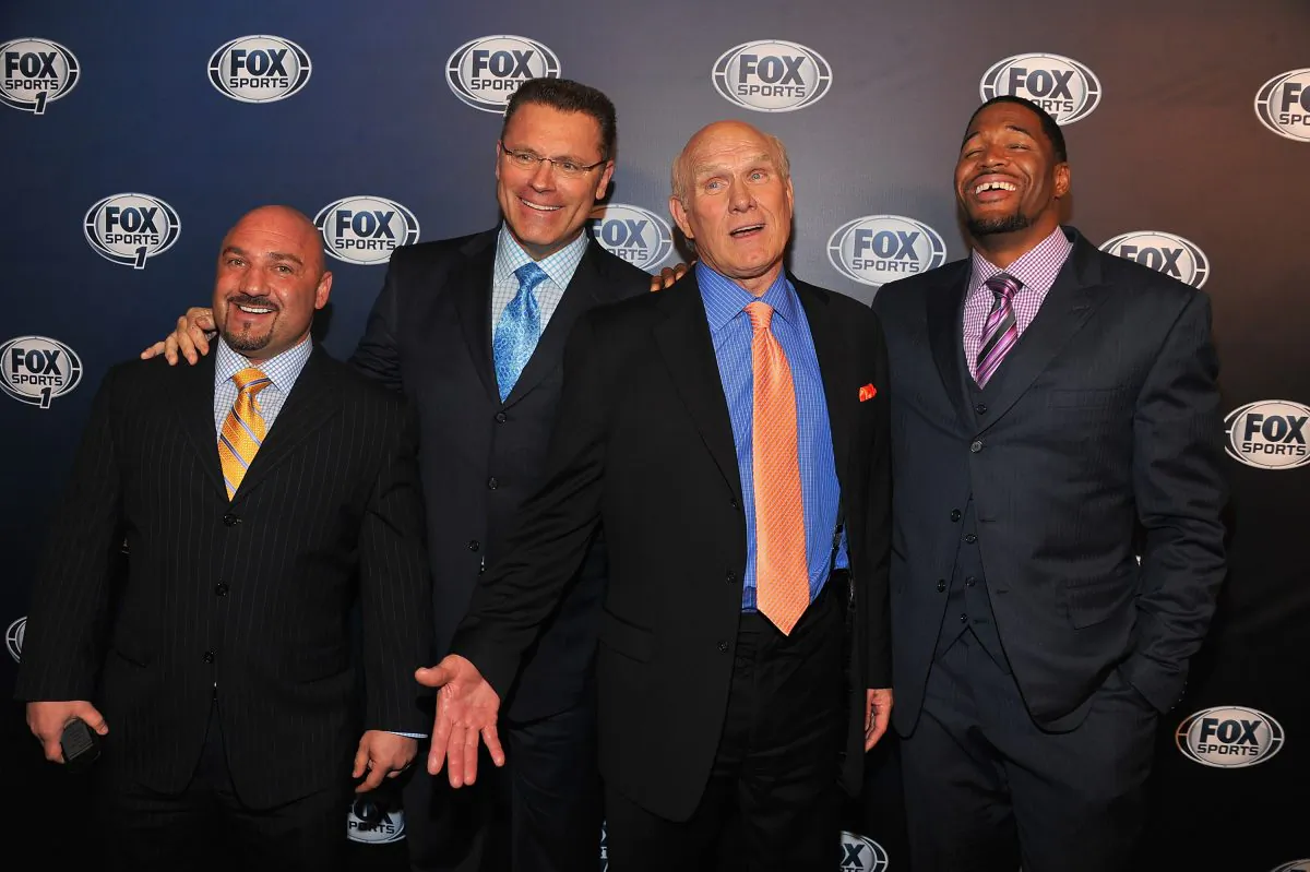 Jay Glazer, Howie Long, Terry Bradshaw and Michael Strahan attend the 2013 Fox Sports Media Group Upfront after party at Roseland Ballroom in New York City, on March 5, 2013. (Theo Wargo/Getty Images)