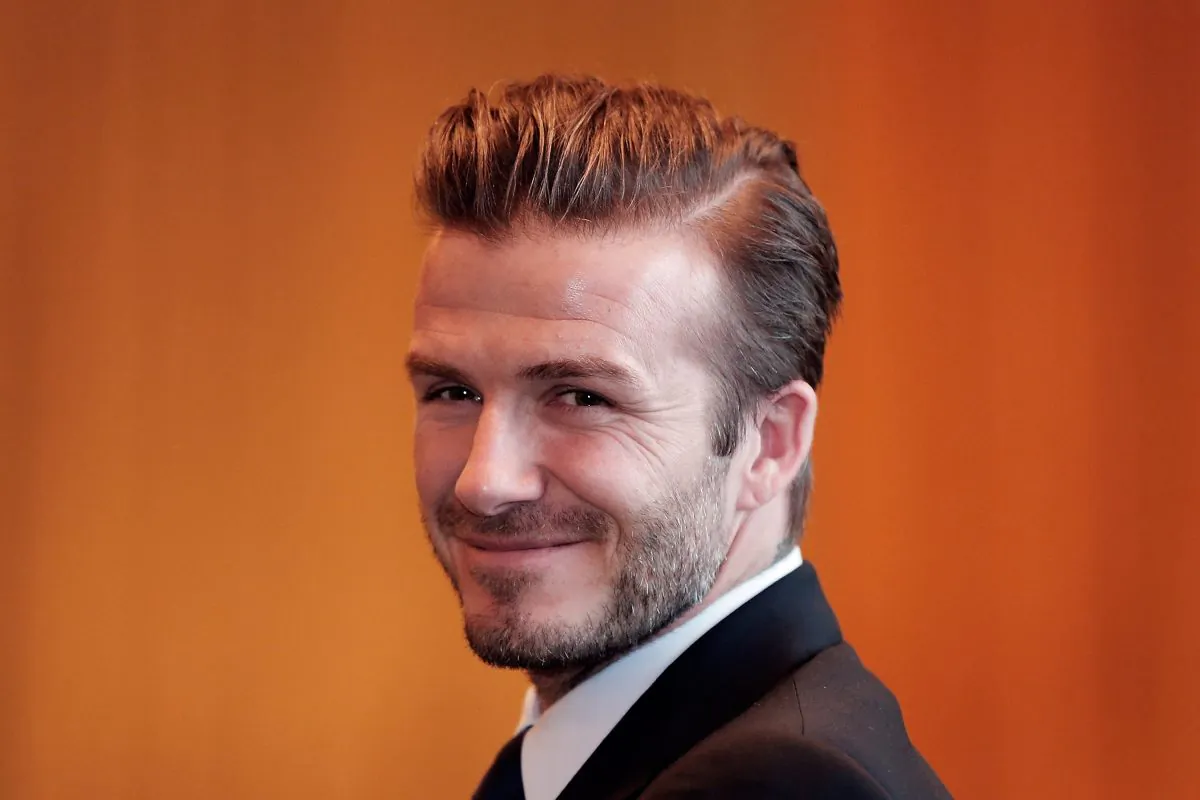 British football player David Beckham looks on during his meets Fans at China World Trade Center Tower 3 on March 24, 2013 in Beijing, China. (Lintao Zhang/Getty Images)