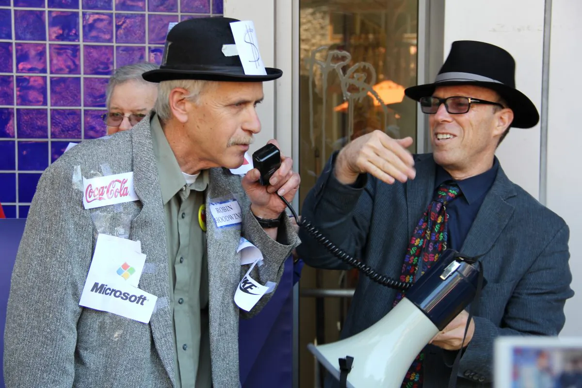 A performance by education activists protesting cuts at City College of San Francisco in front of City College Mission campus in San Francisco, Calif., May 20, 2013.