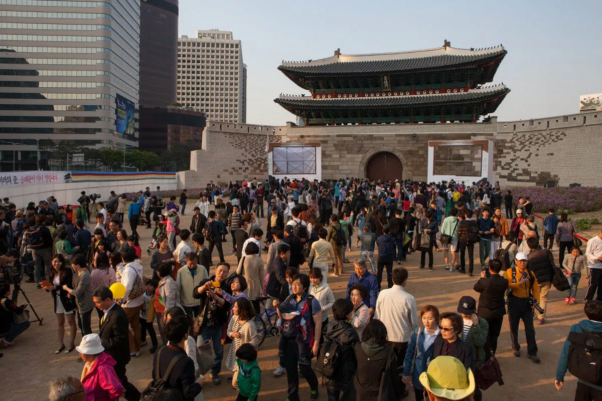 Namdaemun Gate in Seoul, also known as Sungneymun, was officially opened to the public on Saturday May 4th after 5 years of repair work. (Jarrod Hall/The Epoch Times)