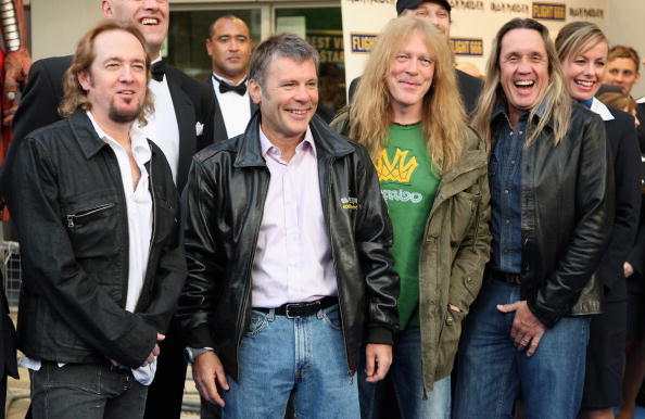 Iron Maiden band members (R-L) Nicko McBrain, Janick Gers, Bruce Dickinson and Adrian Smith arrive at the 'Iron Maiden: Flight 666' UK premiere at Odeon South Kensington on April 20, 2009 in London. (Chris Jackson/Getty Images)