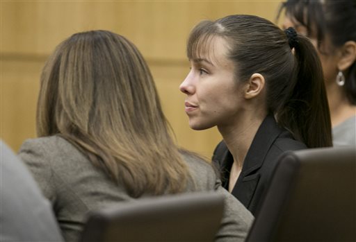 Jodi Arias listens as the verdict for sentencing is read for her first degree murder conviction at Maricopa County Superior Court in Phoenix, Ariz., on Thursday, May 23, 2013. (AP Photo/The Arizona Republic, David Wallace, Pool)