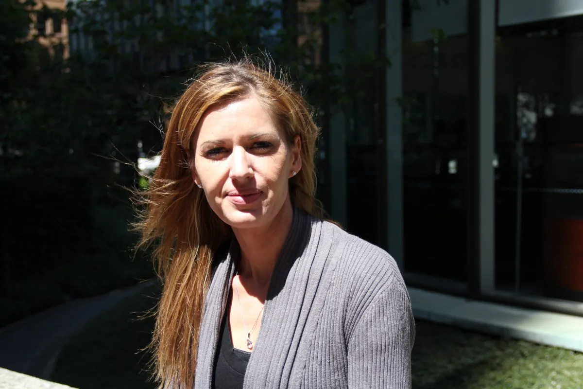 April Andrews, 34, business analyst, East Bay: “I think it’s going to be absolutely nuts here. It’s going to [be] a lot worse than when the final game was here, as far as traffic, protests, and the parties. It’s going to be insane, but exciting at the same time.” (Christian Watjen/The Epoch Times)
