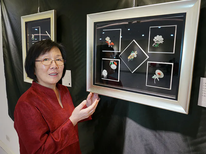 Designer Wang Peinan and some of her artwork. (Wang Peinan)