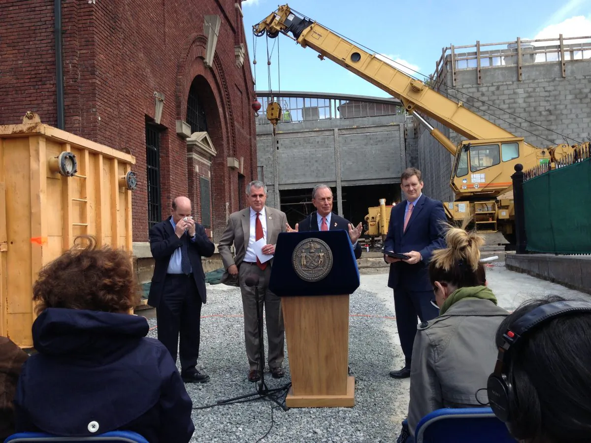 Mayor Michael Bloomberg speaks at a press conference on May 13 announcing that a water quality project on the Gowanus Canal is scheduled to complete by the end of 2013, despite setbacks due to Hurricane Sandy. (Ivan Pentchoukov/The Epoch Times)
