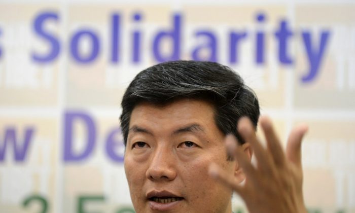 Lobsang Sangay, prime minister of the Tibetan government-in-exile, during a press conference in New Delhi on Jan. 29, 2013. Sangay said in Washington recently that he hopes to have peaceful dialogue with the Chinese Communist Party about “genuine autonomy” for the region. (Sajjad Hussain/AFP/Getty Images)