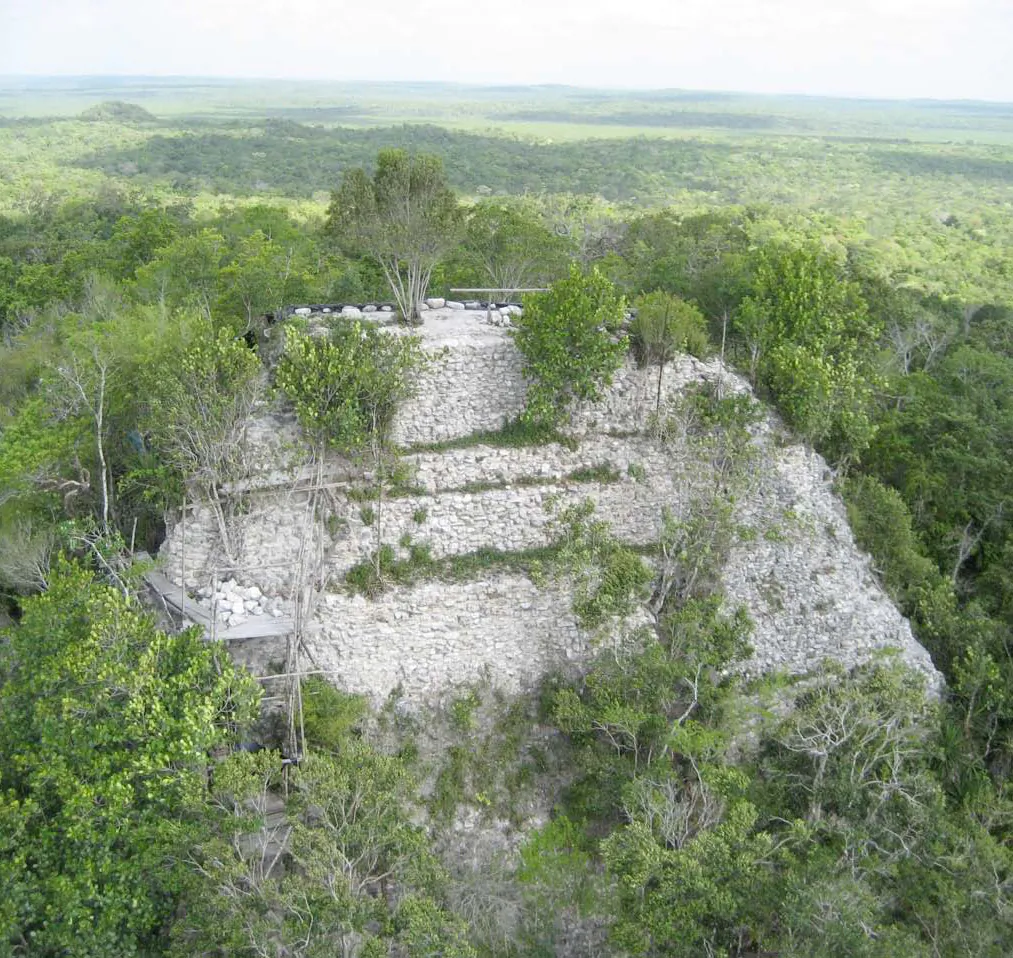 An aerial view of a pyramid in Cuenca Mirador, Guatemala. (Courtesy of Global Heritage Fund)