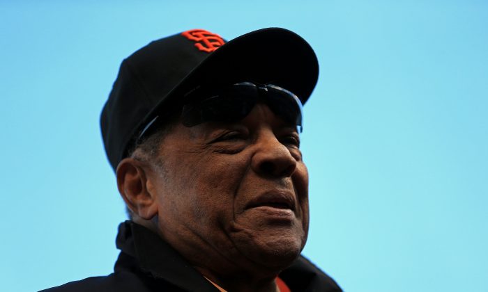 MLB Hall of Famer Willie Mays on the field before Game One of the Major League Baseball World Series between the San Francisco Giants and the Detroit Tigers at AT&T Park on October 24, 2012 in San Francisco, California. (Doug Pensinger/Getty Images) 
