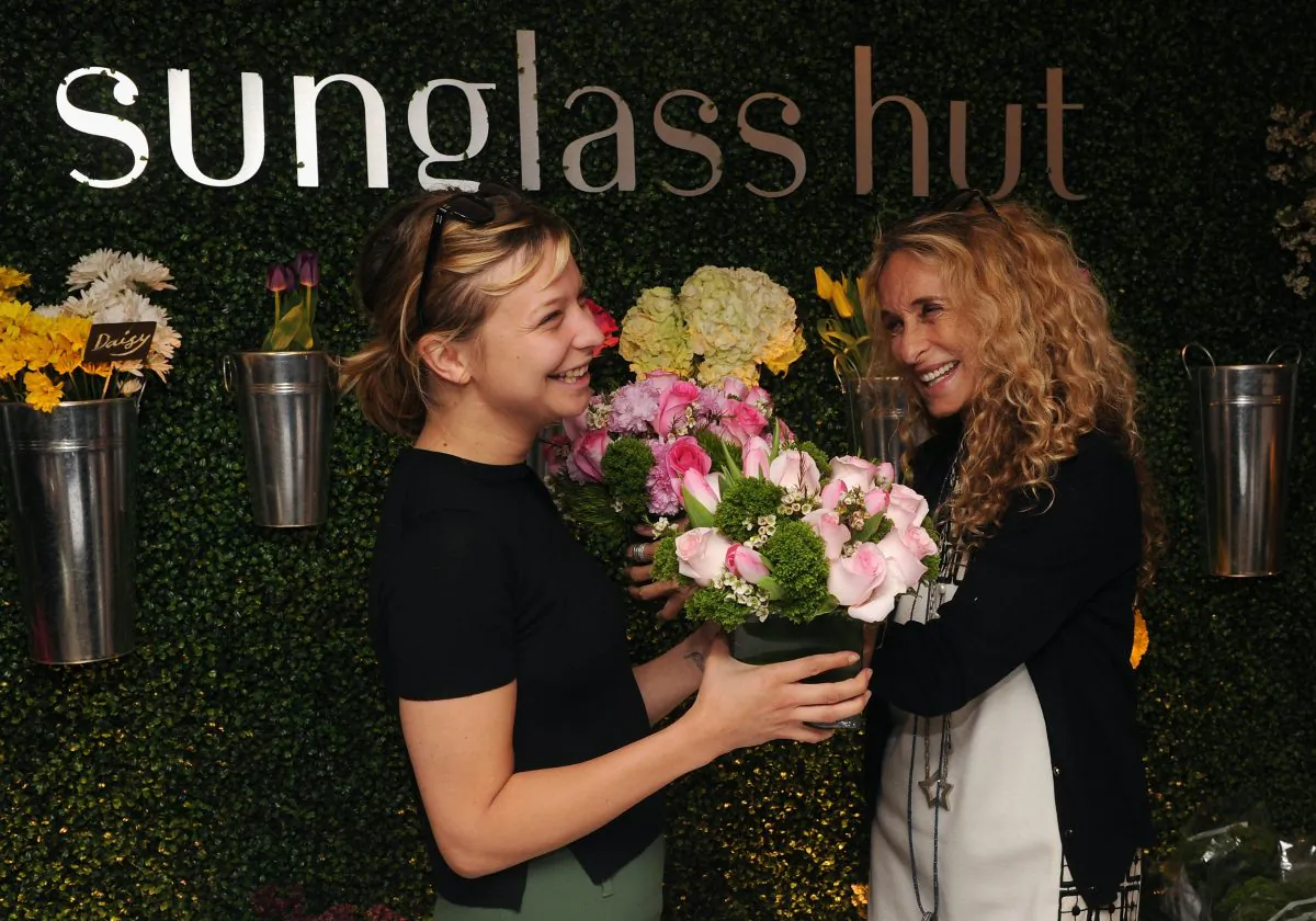 Fashion designer and model Annabelle Dexter Jones (L), and her mother, Ann Dexter Jones (R), attend Sunglass Hut's Mother's Day celebration with Georgia May Jagger and Jerry Hall at the 5th Avenue Flagship Store in New York City on May 2, 2013. (Jamie McCarthy/Getty Images for Sunglass Hut)