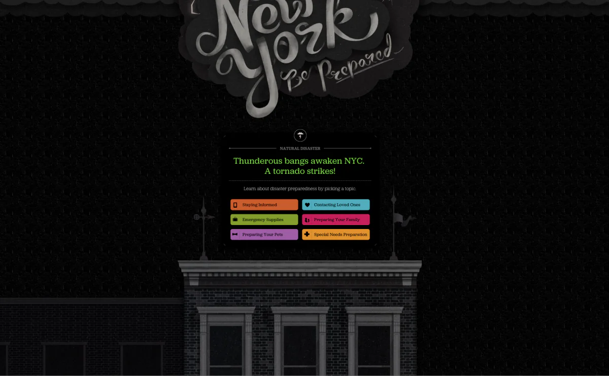 A screenshot of the NYC Readiness Challenge, an online tool presented by the NYC Office of Emergency Management that outlines how users can prepare for real-life emergency situations. (NYC Readiness Challenge)